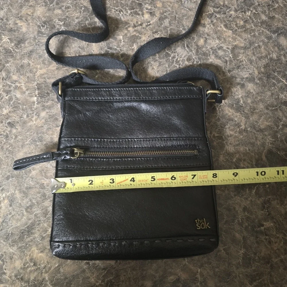 The Sak Leather Shoulder Bag, Black, Mini Fabric Strap Outside/Inside Pockets‎